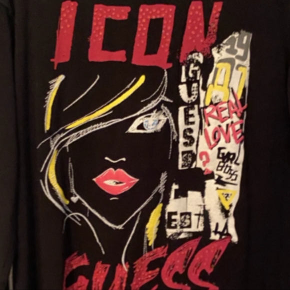 Black Graphic Long Sleeve Top - Picture 3 of 3